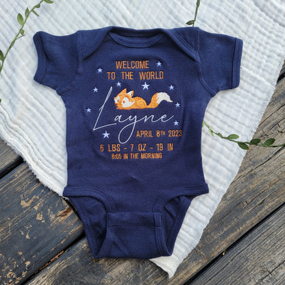 Custom Baby Announcement - Infant Short Sleeve Baby Bodysuit & Blanket