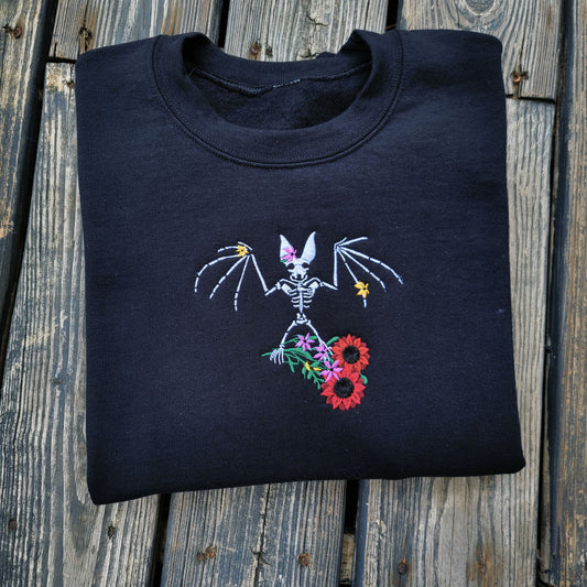 Skelly Bat - Embroidered Crewneck Sweatshirt