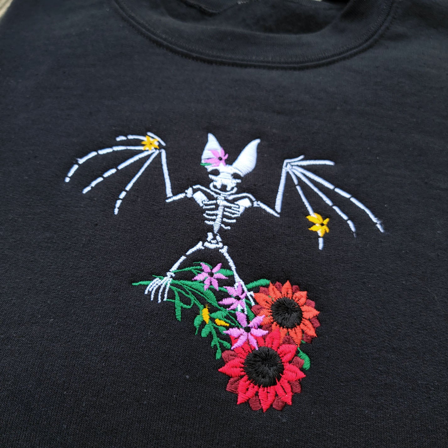 Skelly Bat - Embroidered Crewneck Sweatshirt