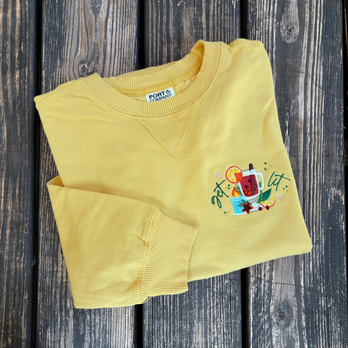 Get Lit, Mulled Wine - Embroidered Crewneck