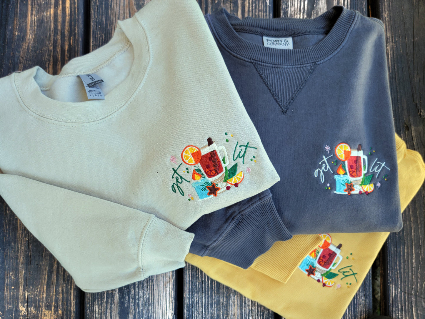 Get Lit, Mulled Wine - Embroidered Crewneck