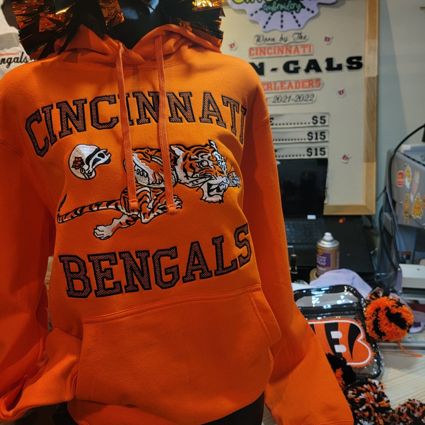 The Come Back - Embroidered Vintage Bengals Orange Hoodie