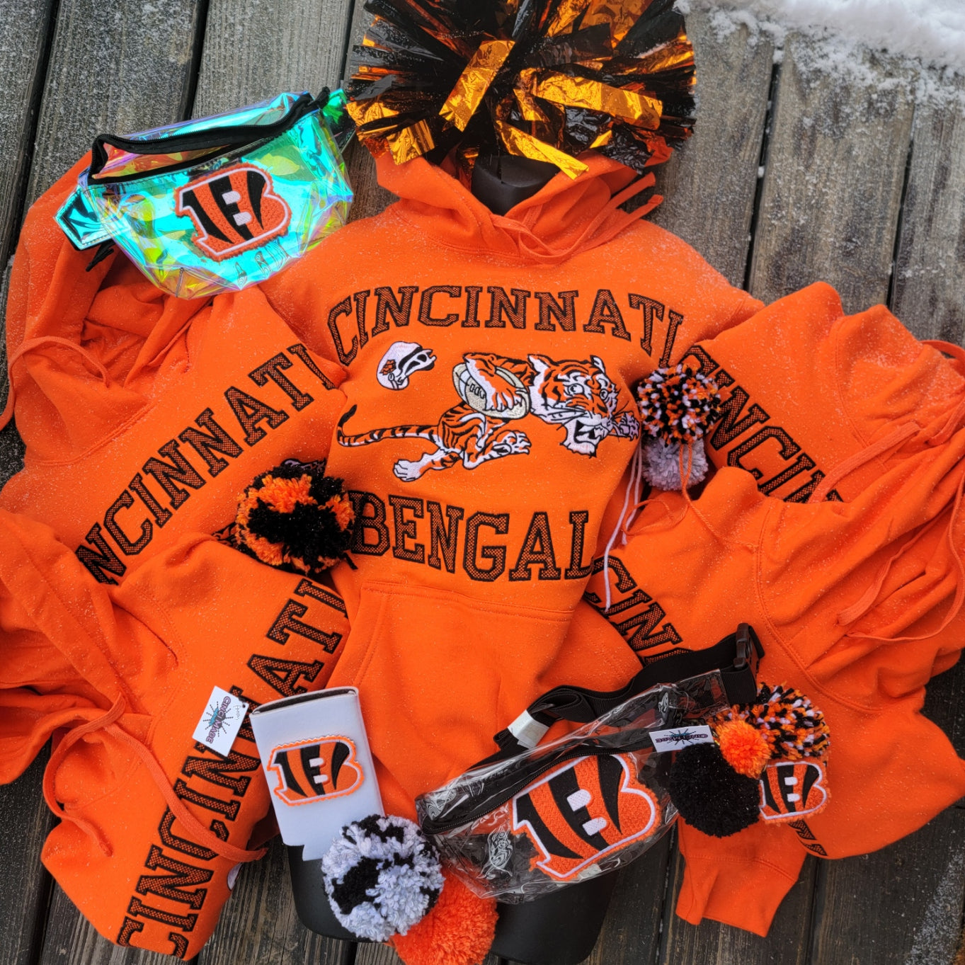 The Come Back - Embroidered Vintage Bengals Orange Hoodie