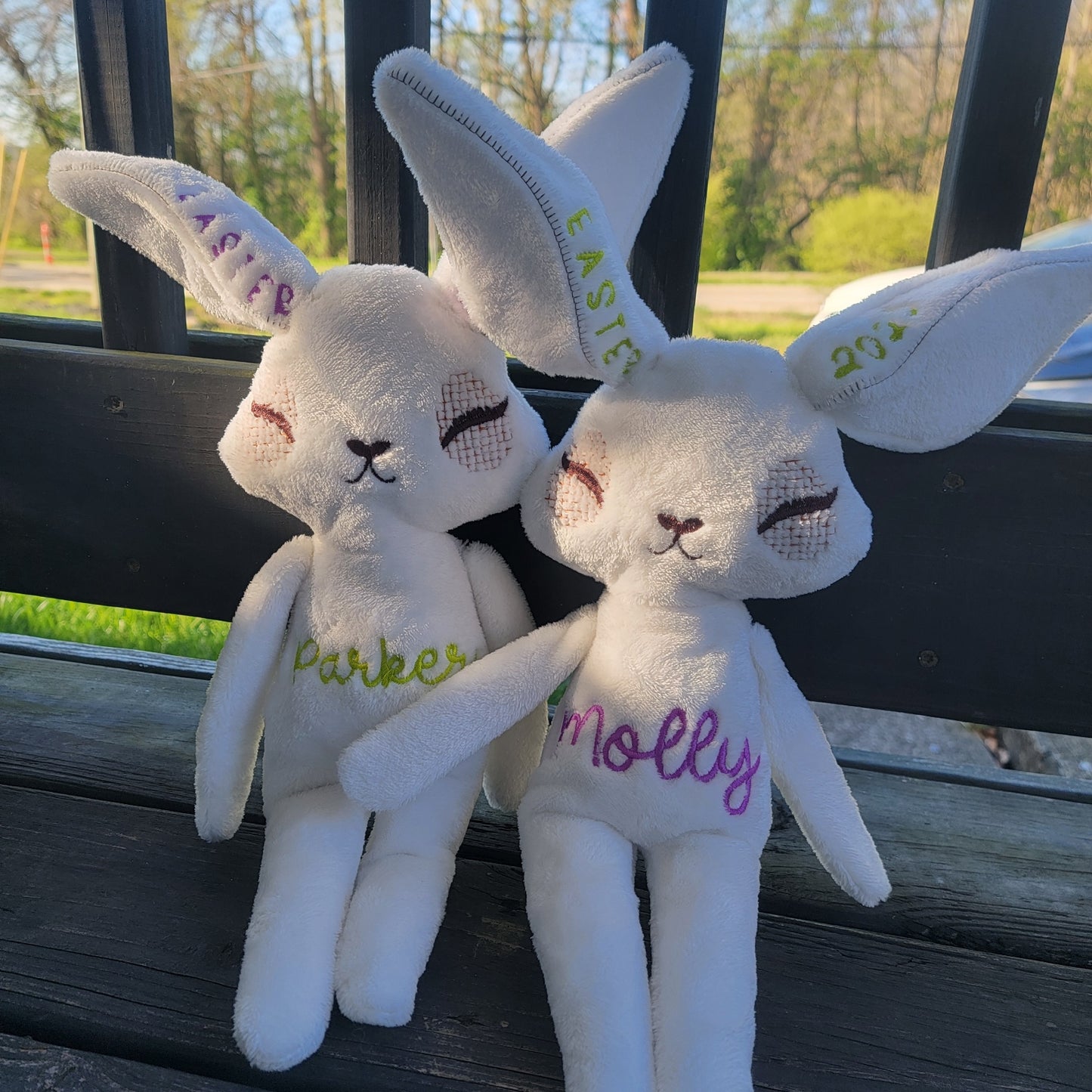 Custom Embroidered Bunny – Handmade Easter Plush
