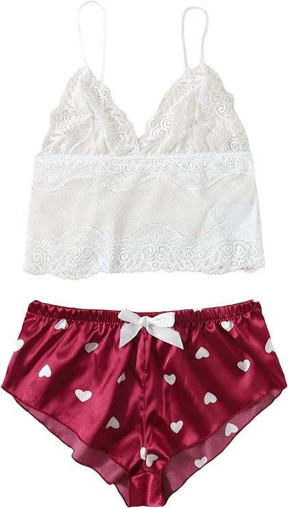 Lace Cami Top with Satin Shorts