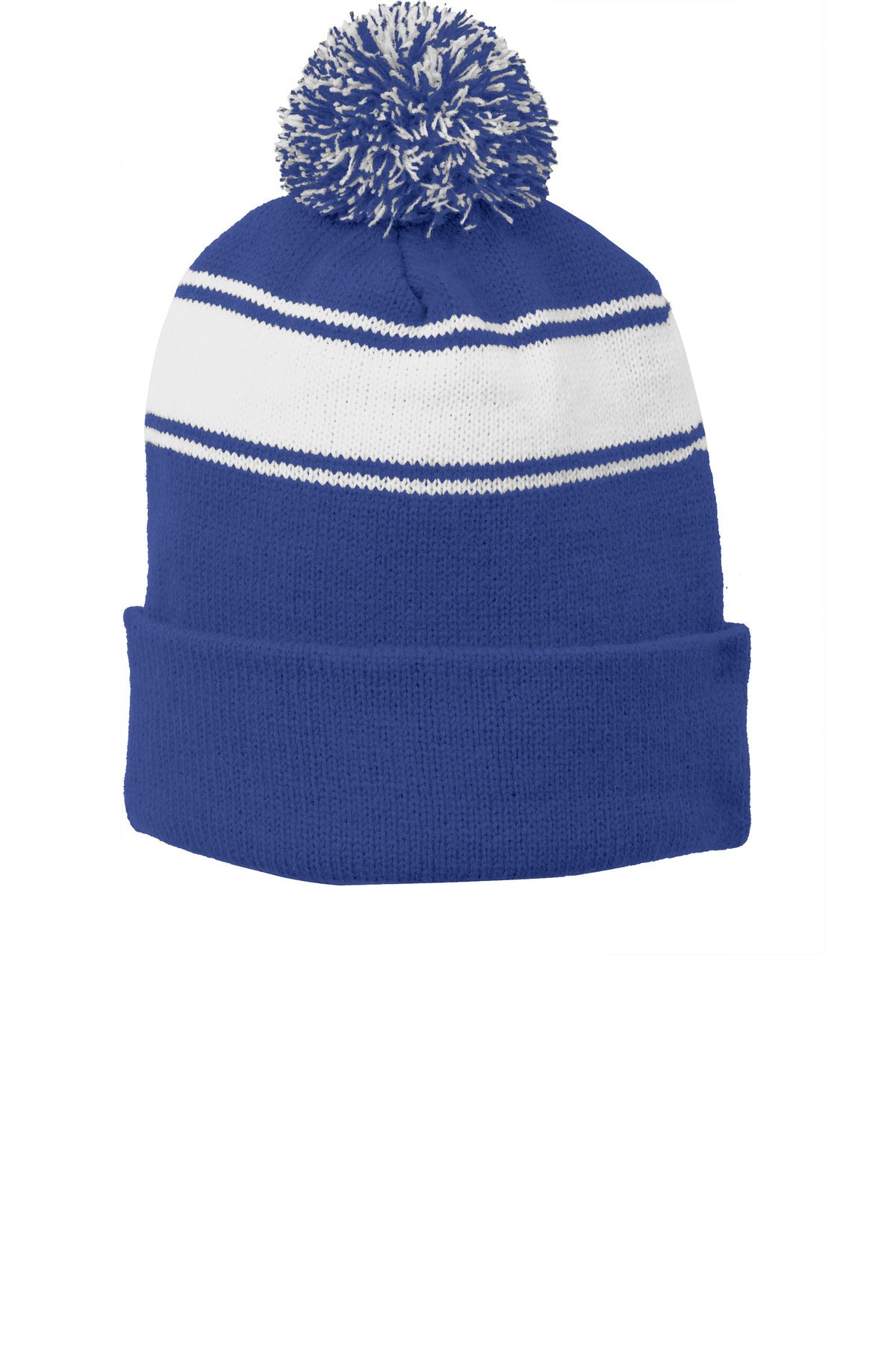 Blue Devils Stripe Pom Pom Beanie