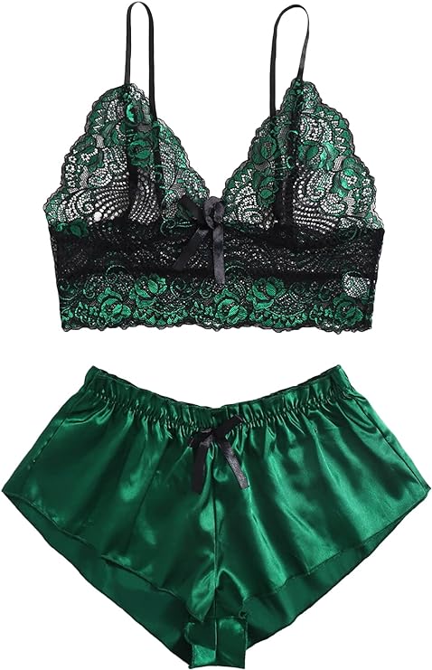 Lace Cami Top with Satin Shorts