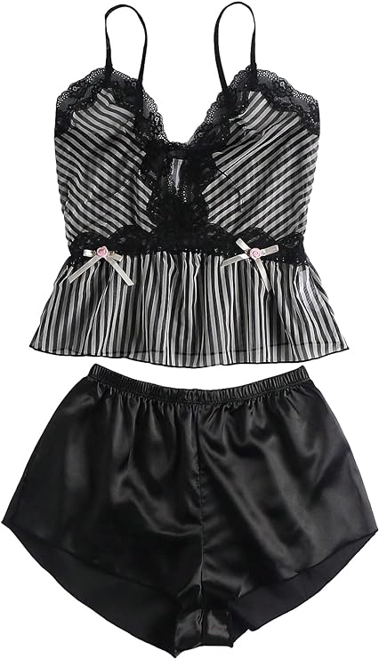 Lace Cami Top with Satin Shorts
