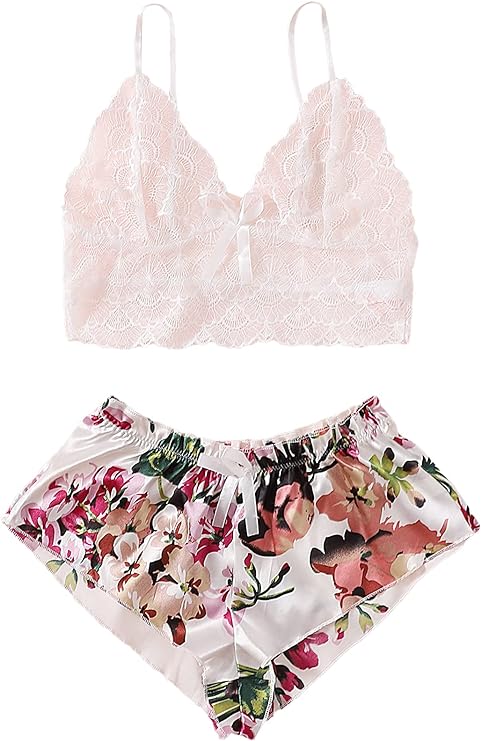 Lace Cami Top with Satin Shorts