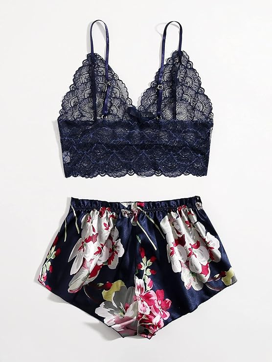 Lace Cami Top with Satin Shorts