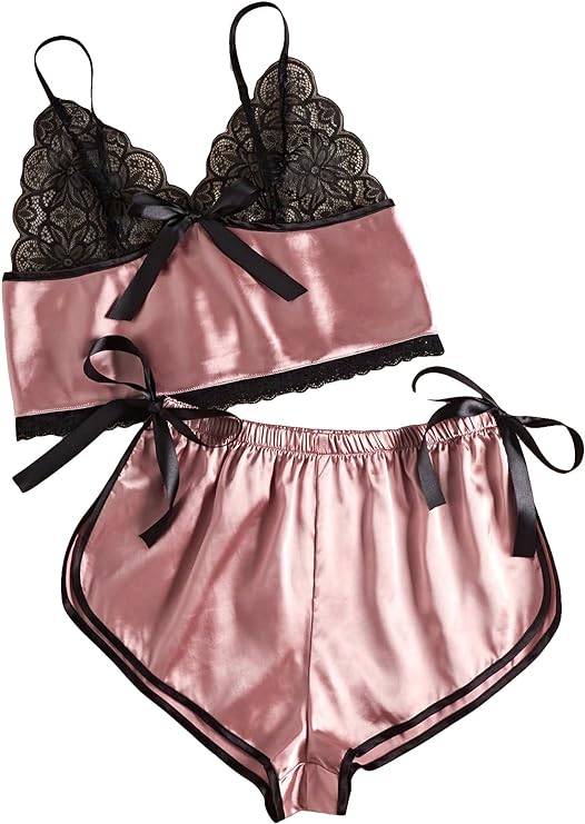 Lace Cami Top with Satin Shorts