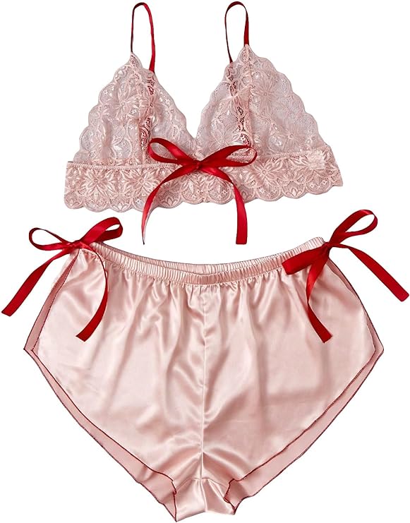 Lace Cami Top with Satin Shorts