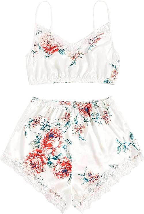 Lace Cami Top with Satin Shorts