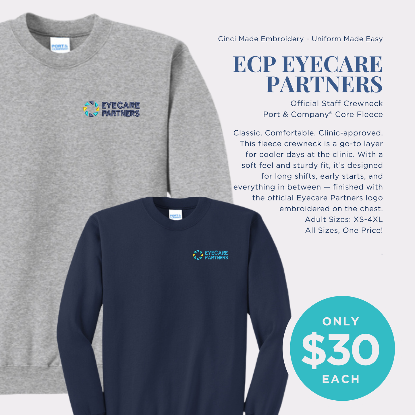 ECP Eyecare Partners — Official Staff Crewneck (PC850 Core Fleece)