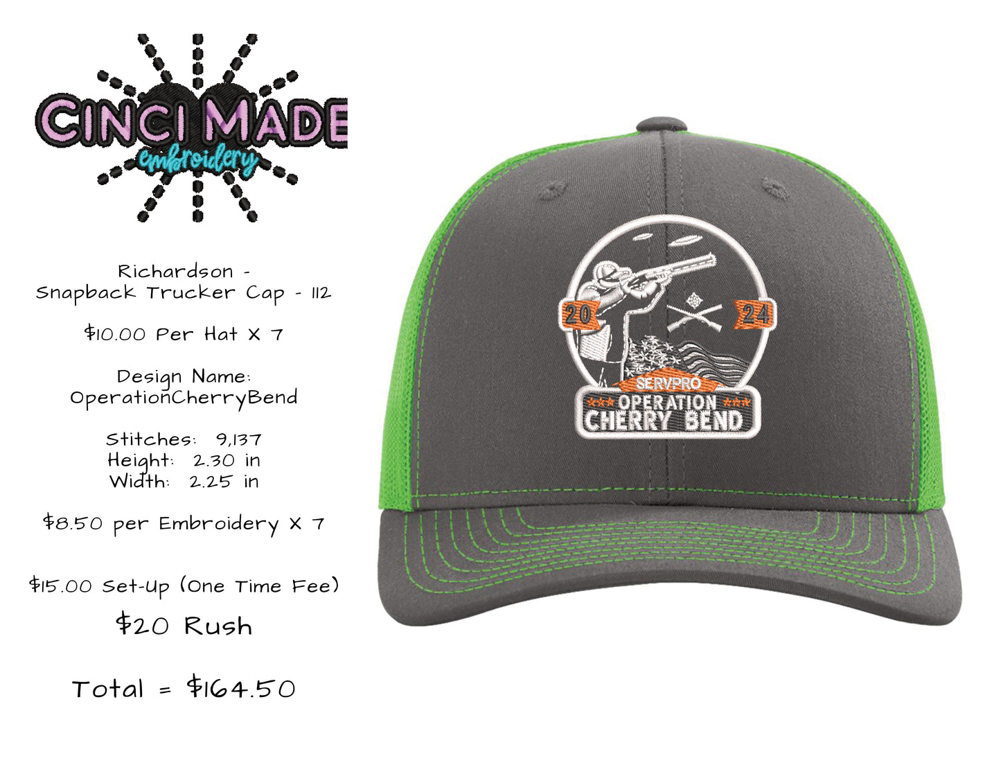 SERVPRO - Operation Cherry Bend, Richardson Snapback Trucker Cap