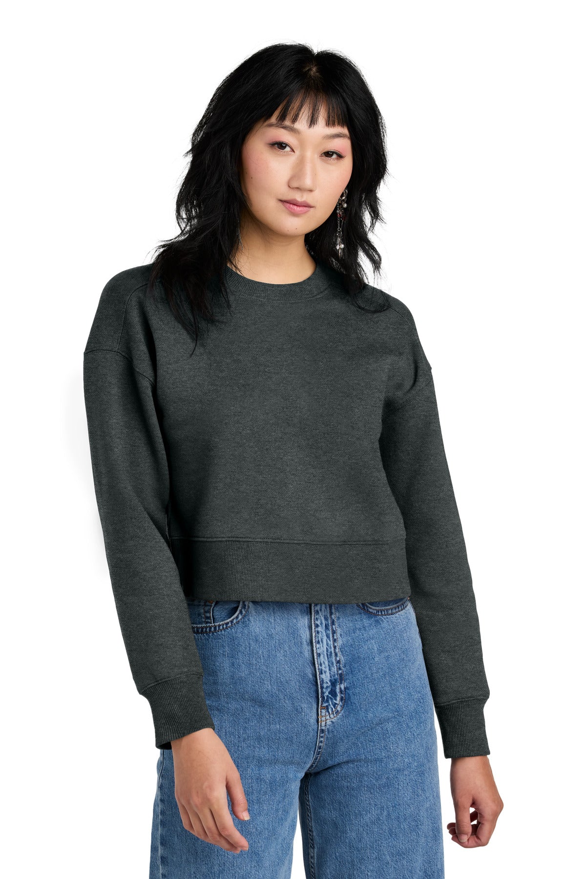 District Women's Perfect Weight Fleece Cropped Crew - BEYOUTIFUL - DT1105
