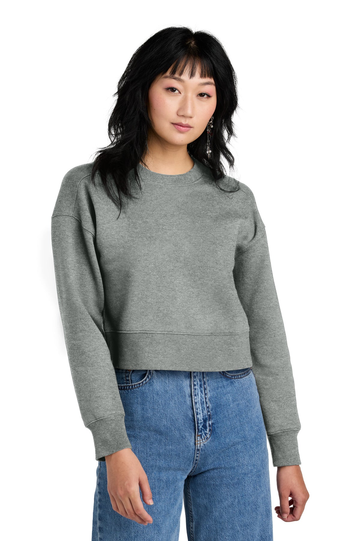 District Women's Perfect Weight Fleece Cropped Crew - BEYOUTIFUL - DT1105