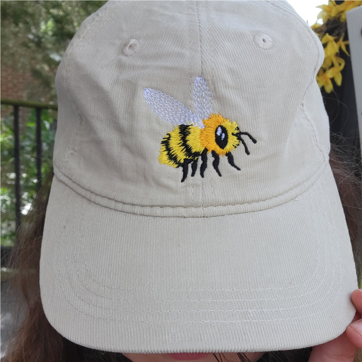 FuzzyBuzzyBee- Light Corduroy Dad Cap