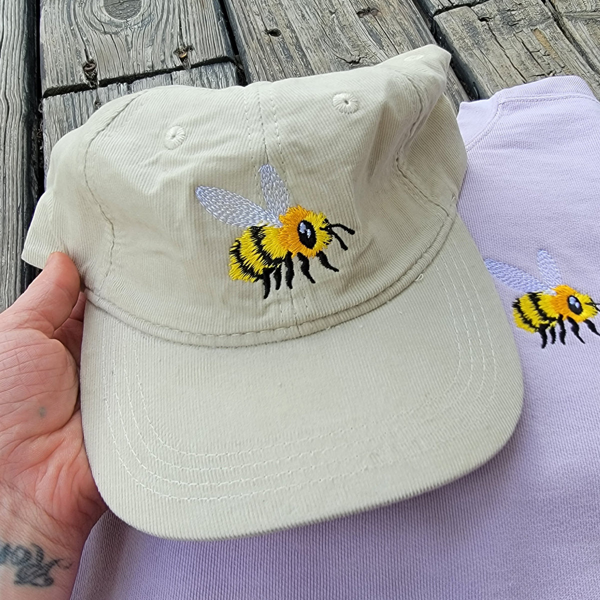 FuzzyBuzzyBee- Light Corduroy Dad Cap