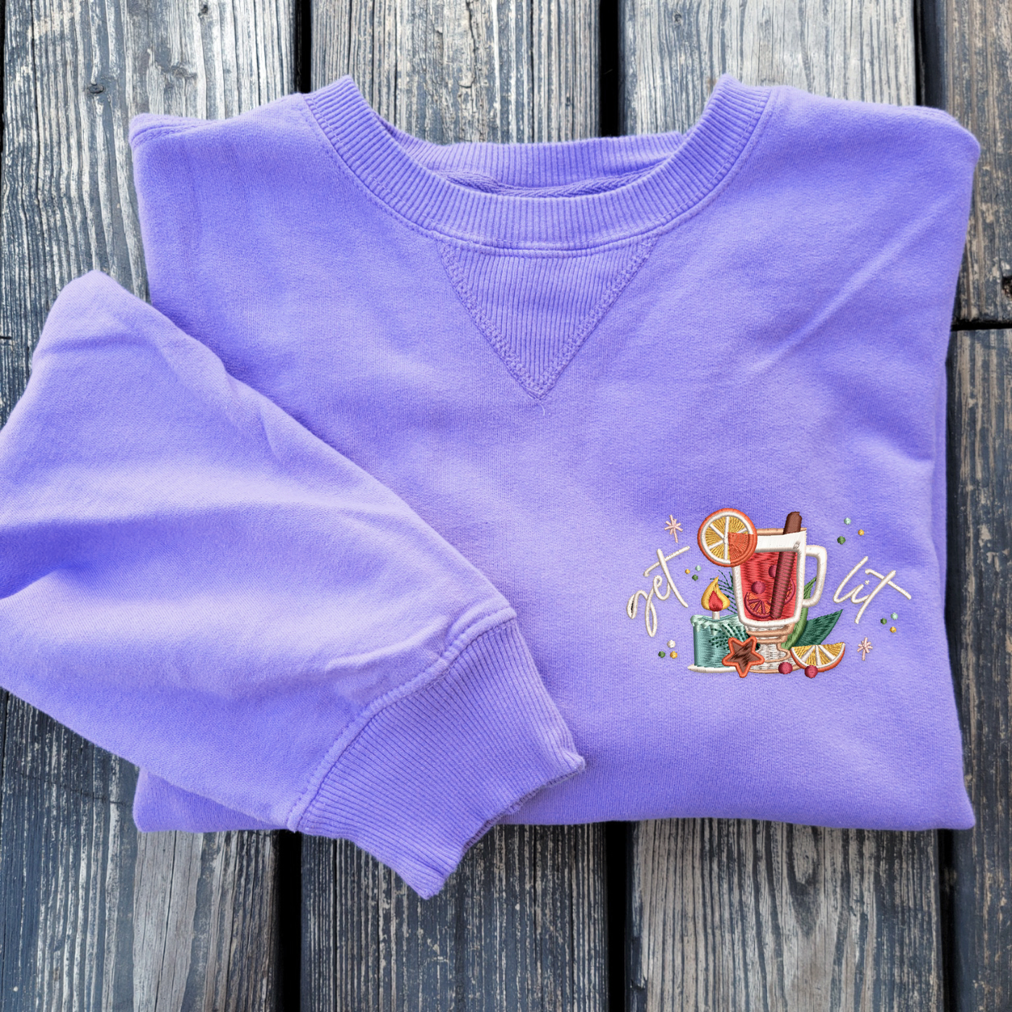 Get Lit, Mulled Wine - Embroidered Crewneck