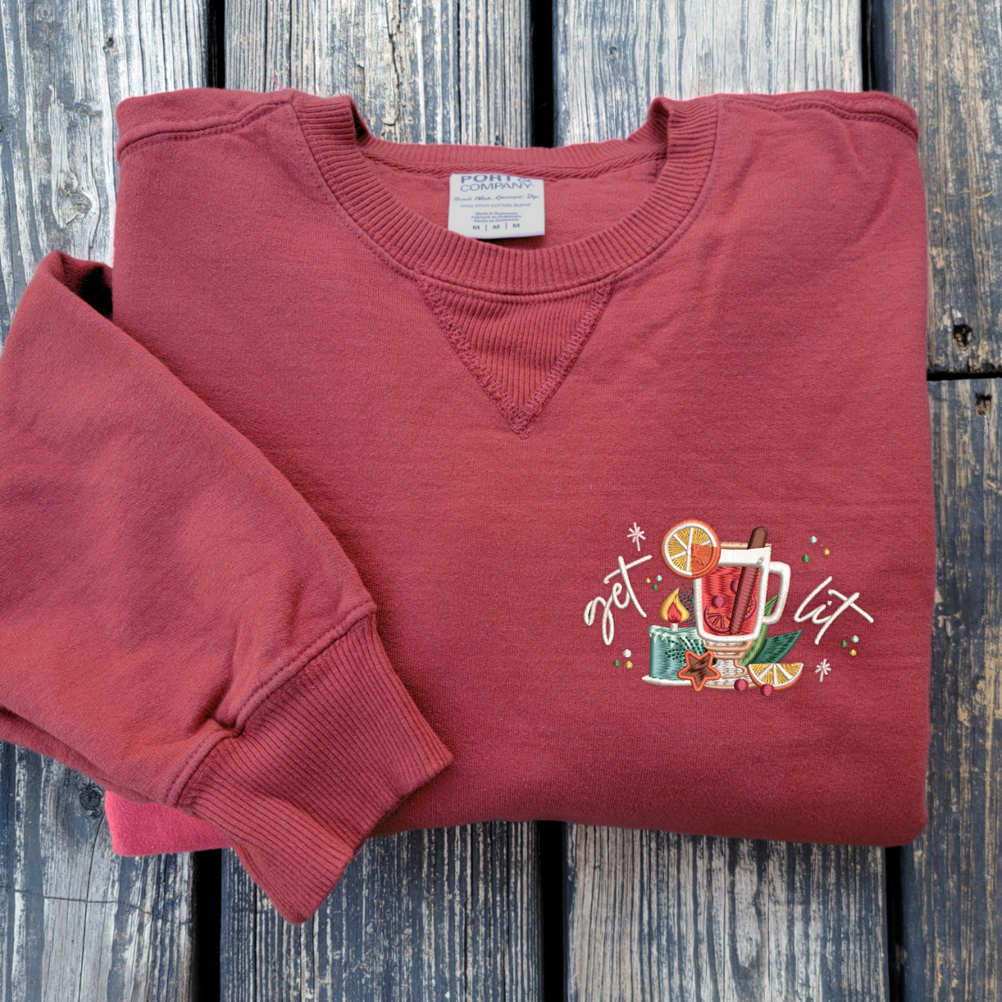 Get Lit, Mulled Wine - Embroidered Crewneck