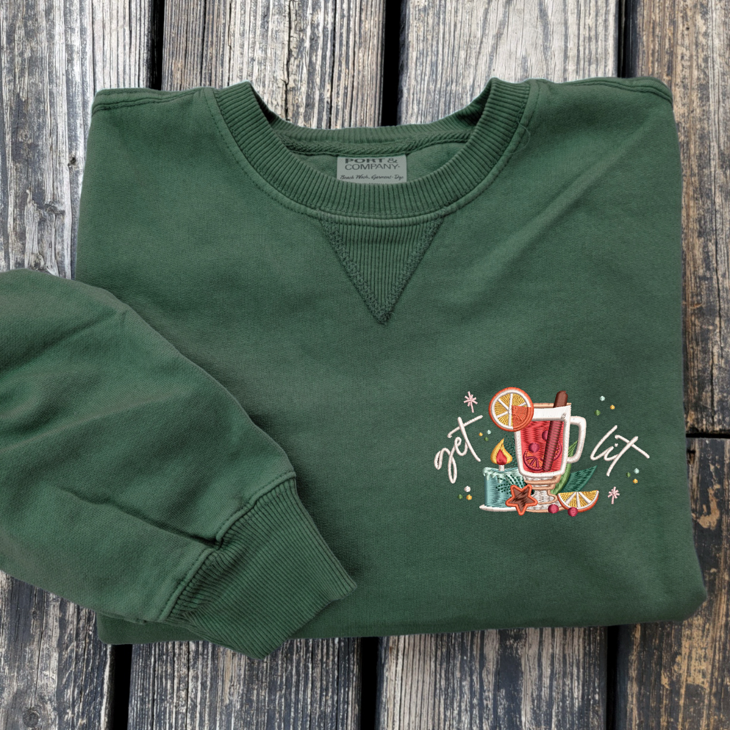Get Lit, Mulled Wine - Embroidered Crewneck