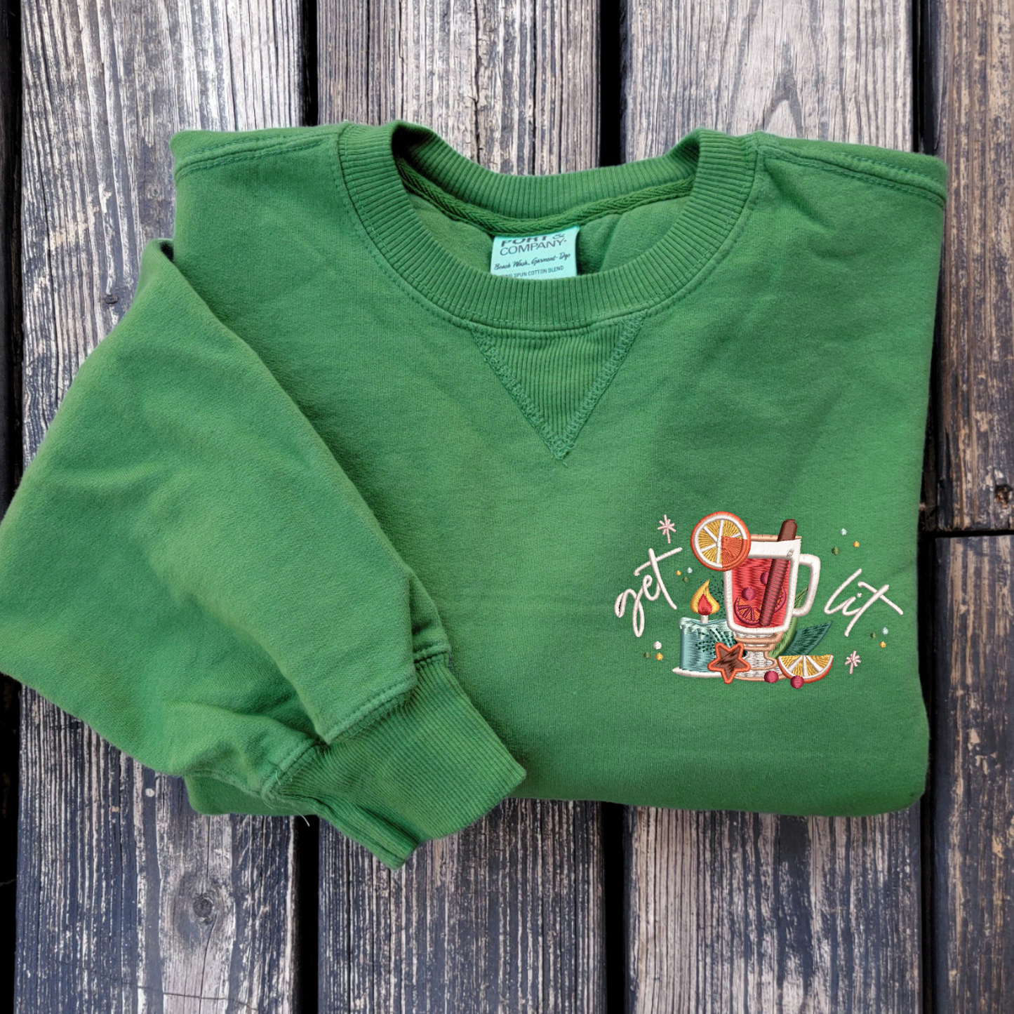 Get Lit, Mulled Wine - Embroidered Crewneck