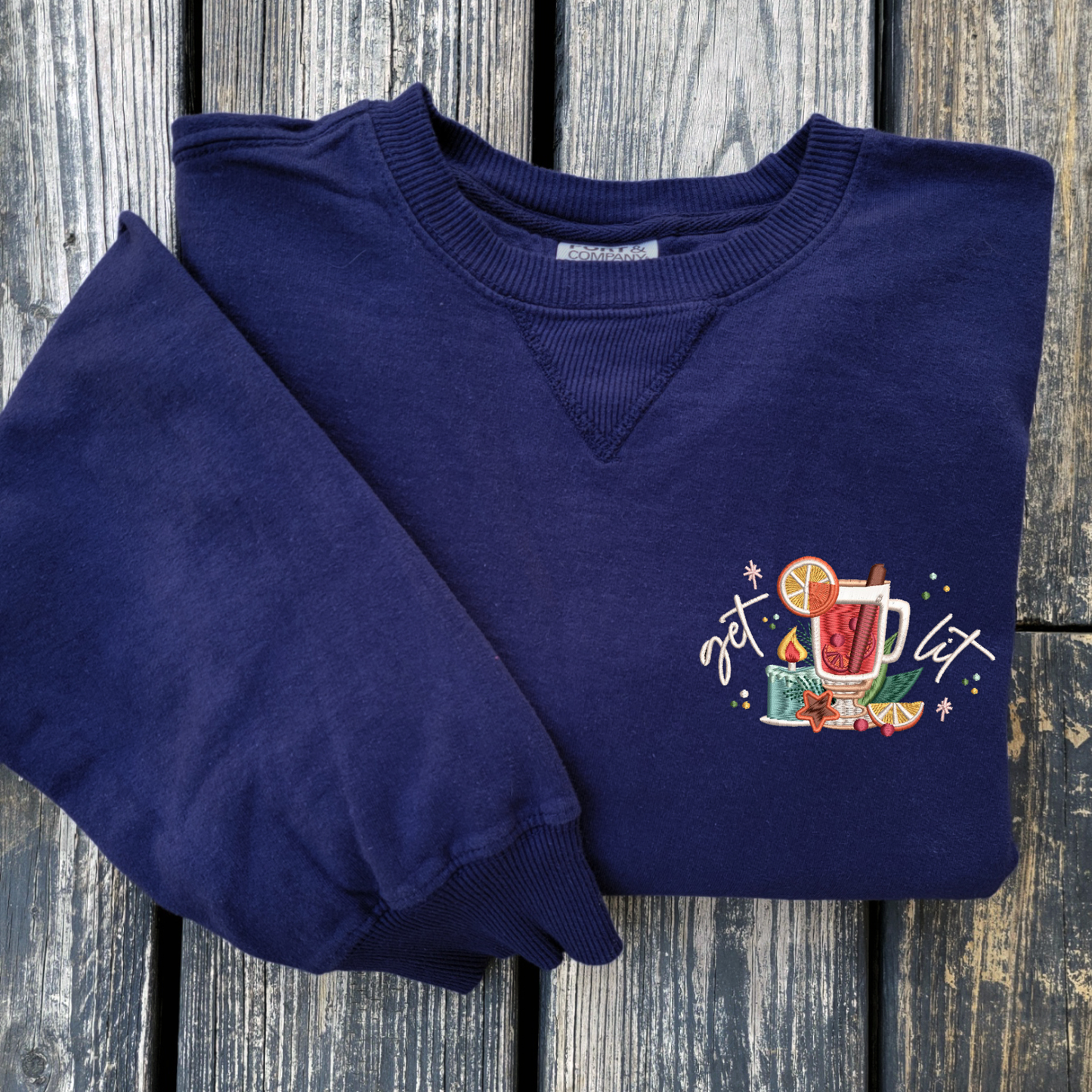 Get Lit, Mulled Wine - Embroidered Crewneck