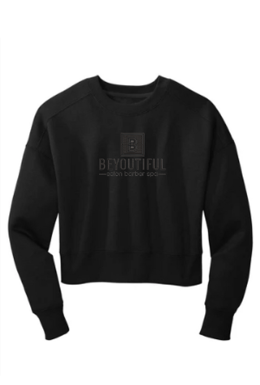 District Women's Perfect Weight Fleece Cropped Crew - BEYOUTIFUL - DT1105