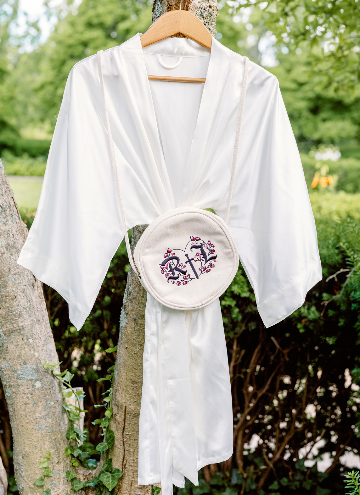 Embroidered Round Crossbody Bag Monogram Crest