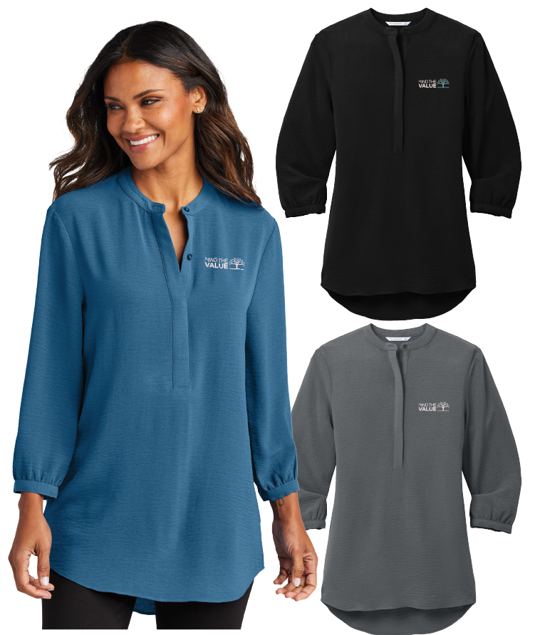 Mind The Value - Port Authority Ladies 3/4-Sleeve Textured Crepe Tunic LW713