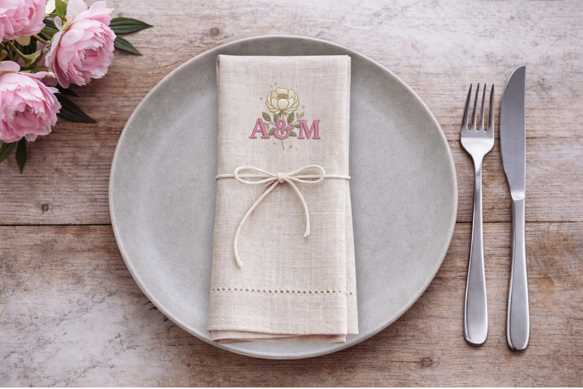 The Heirloom Monogram Linen - Hemstitch Finish