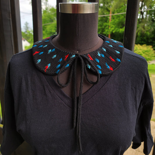 Rising/Falling Figures, Detached Peter Pan Collar - Bright Eyes Inspired Embroidered Collar