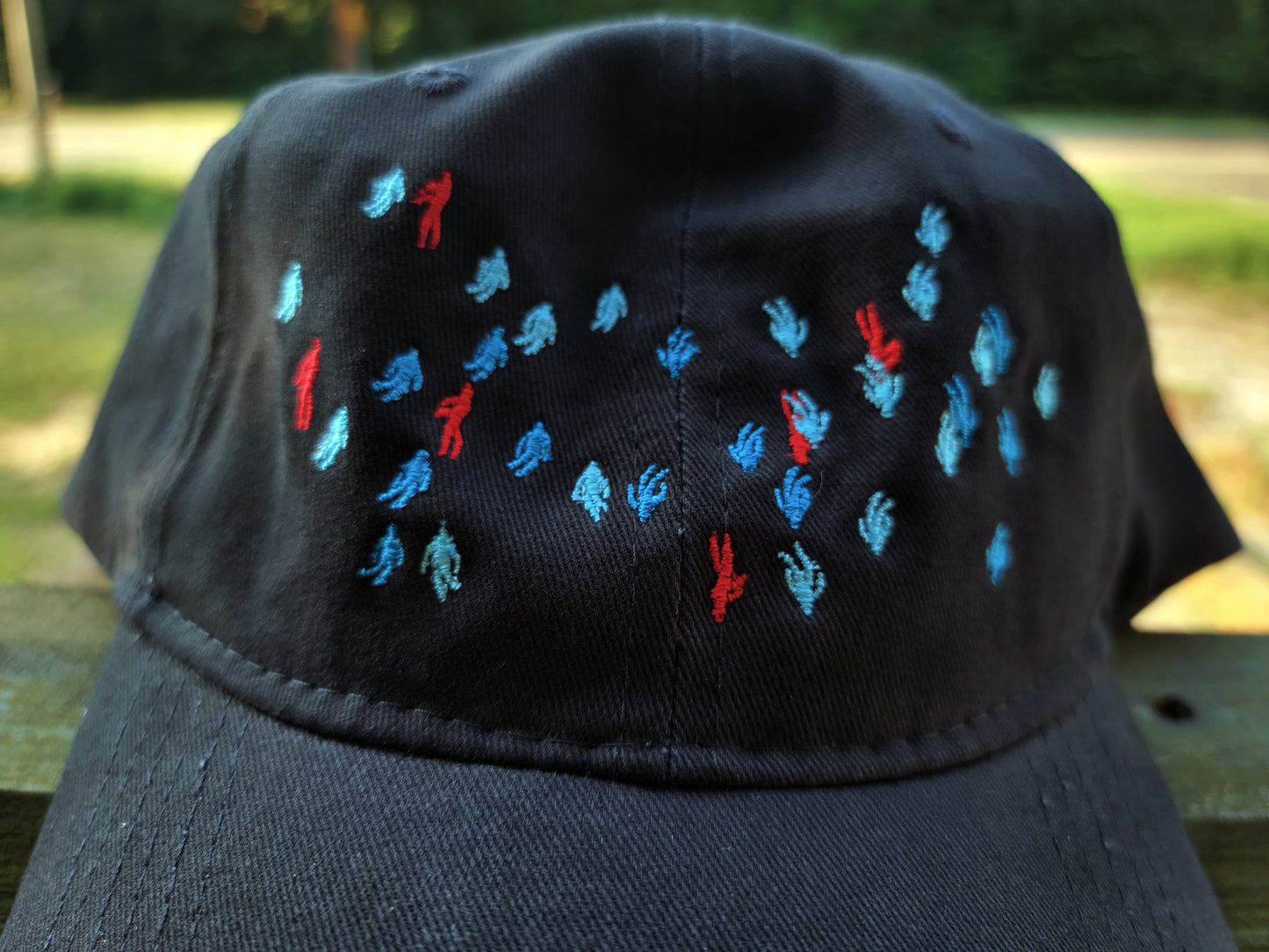 Rising/Falling Figures Brushed Twill Cap - Bright Eyes Inspired Embroidered Brushed Twill Cap