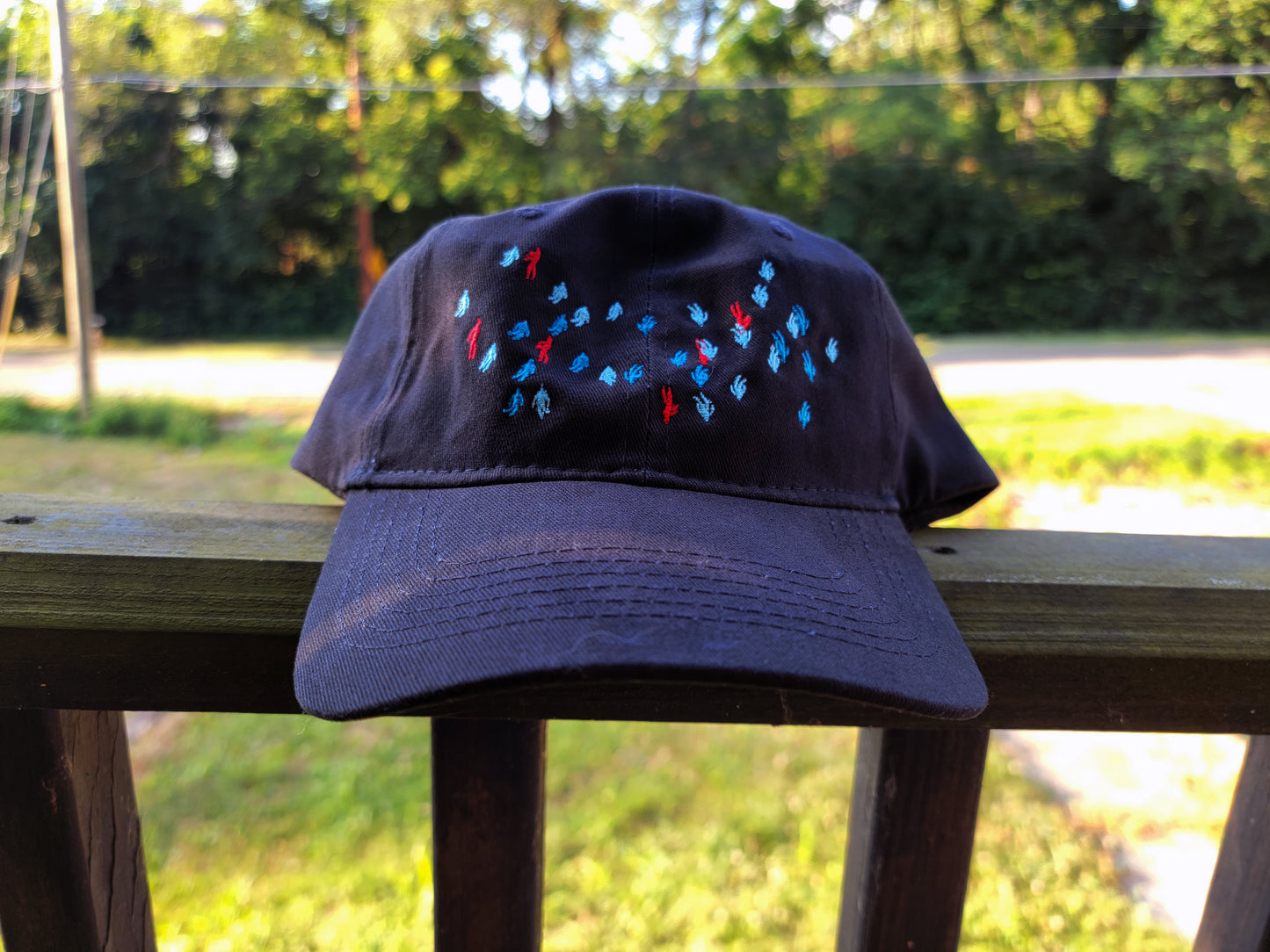 Rising/Falling Figures Brushed Twill Cap - Bright Eyes Inspired Embroidered Brushed Twill Cap