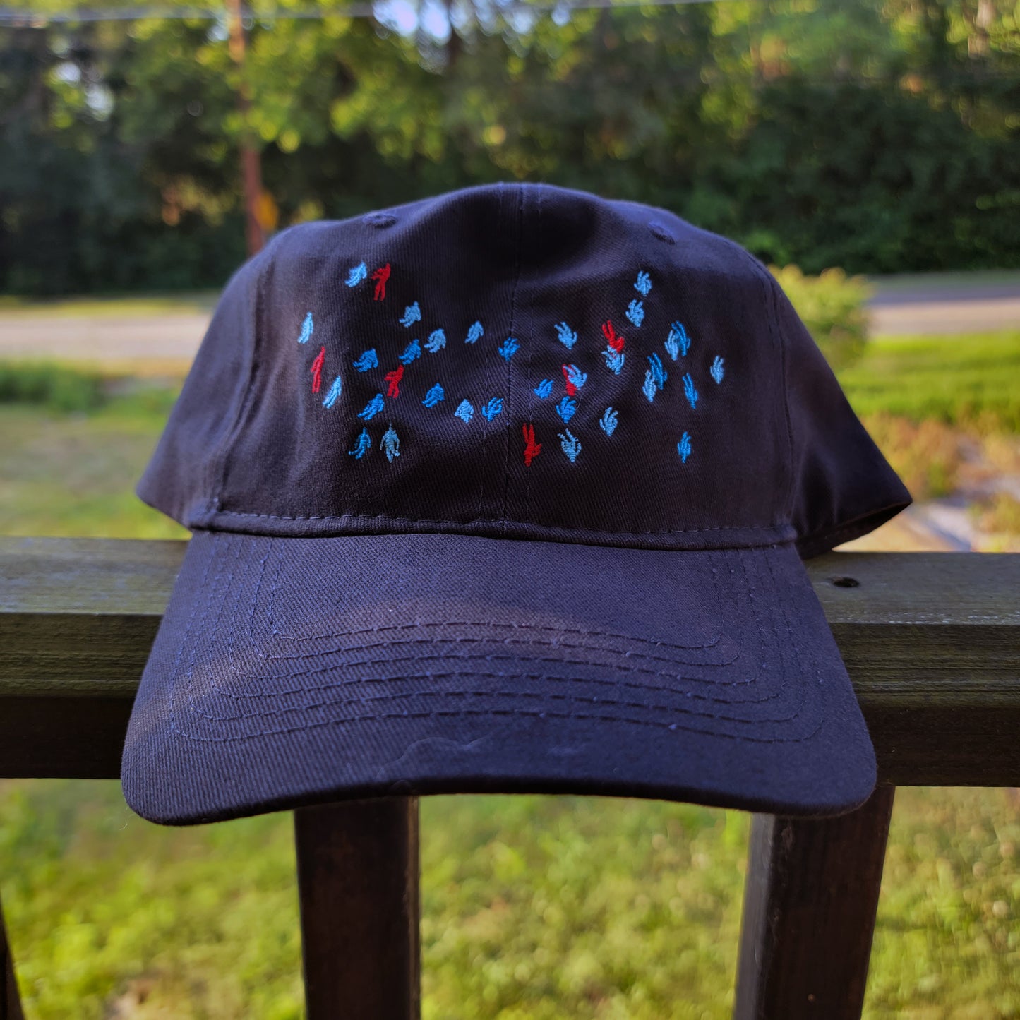 Rising/Falling Figures Brushed Twill Cap - Bright Eyes Inspired Embroidered Brushed Twill Cap