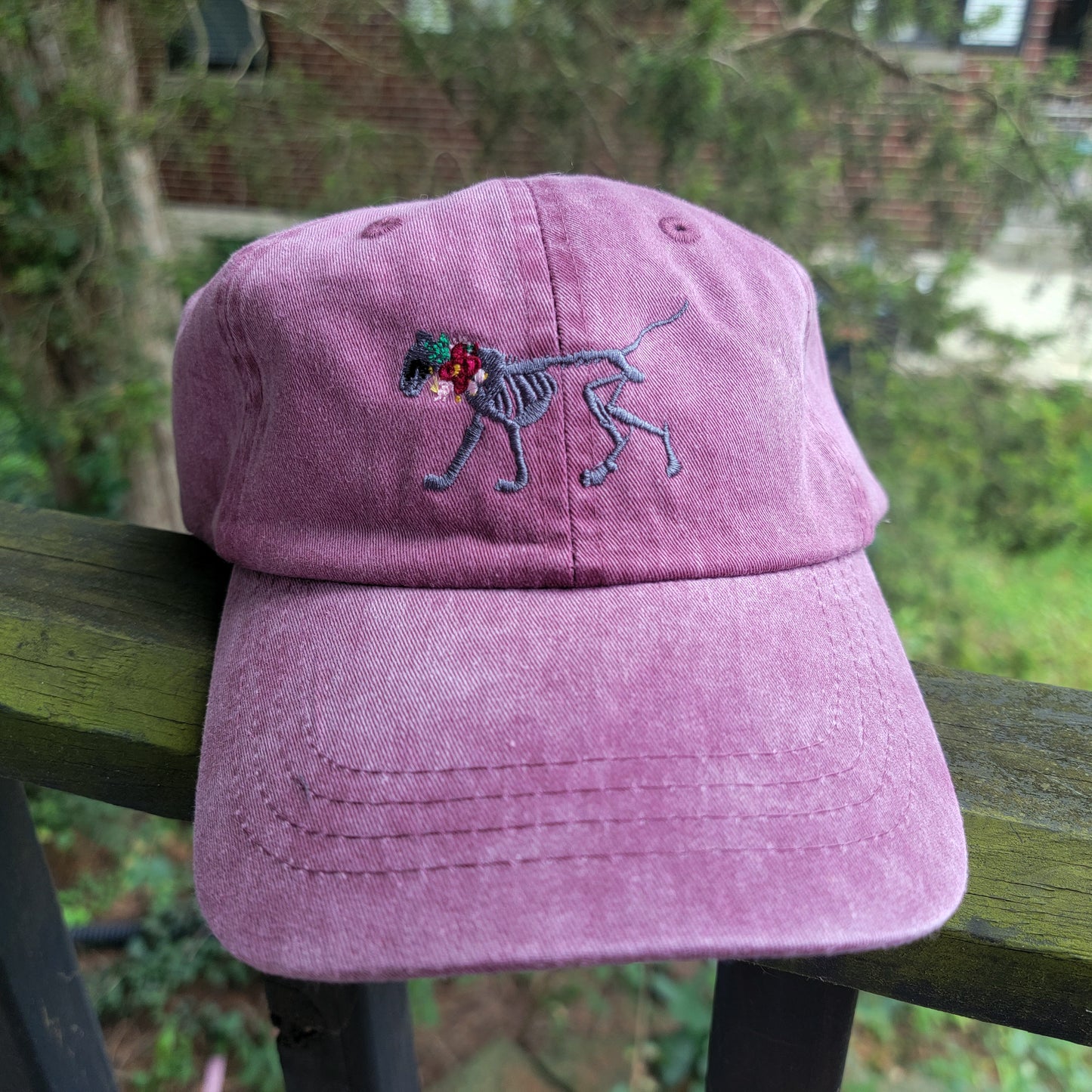 Skelly Cat - Embroidered Pigment-Dyed Cap