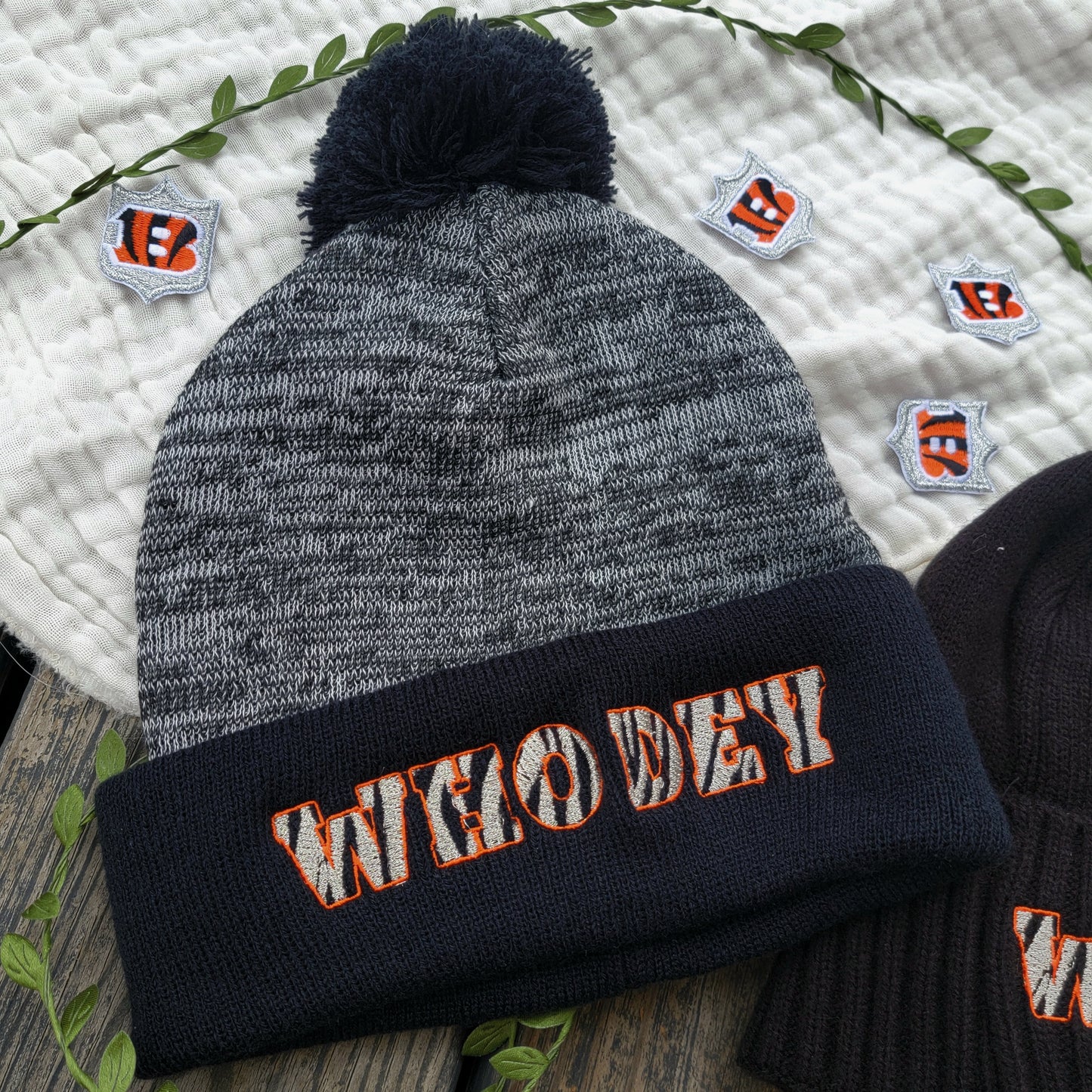 WHO DEY - Heather Pom Pom Beanie