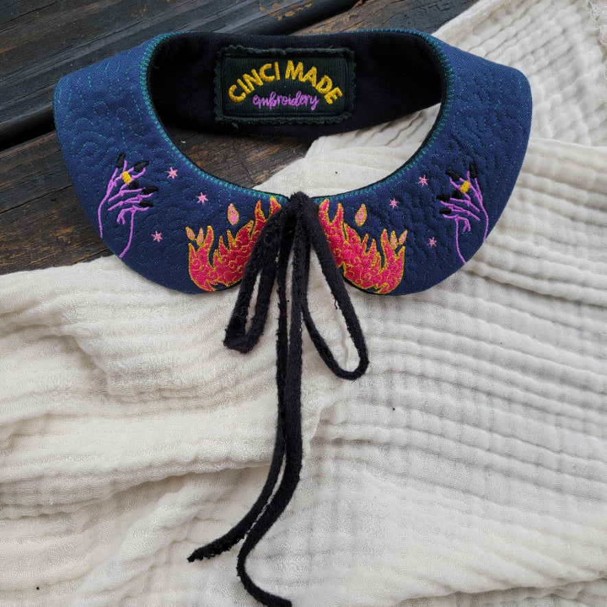Navy Fire Spell - Detached Peter Pan Collar