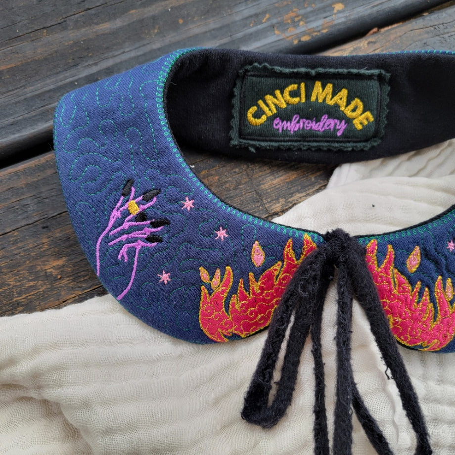 Navy Fire Spell - Detached Peter Pan Collar