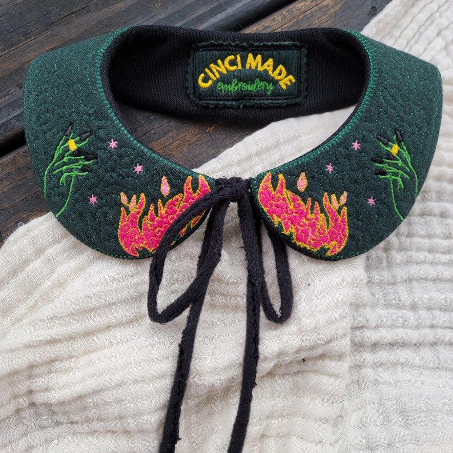 Green Fire Spell - Detached Peter Pan Collar