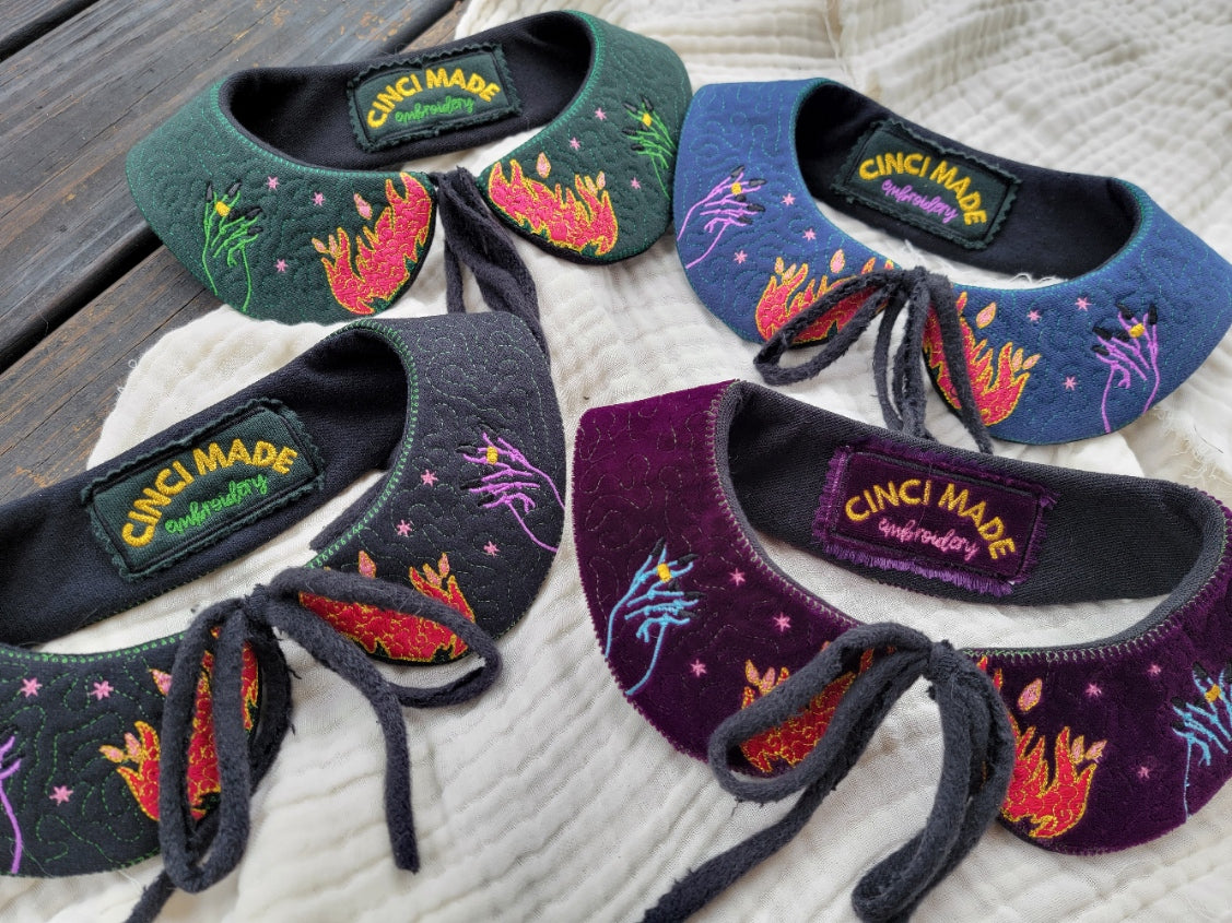 Purple Velvet Fire Spell - Detached Peter Pan Collar