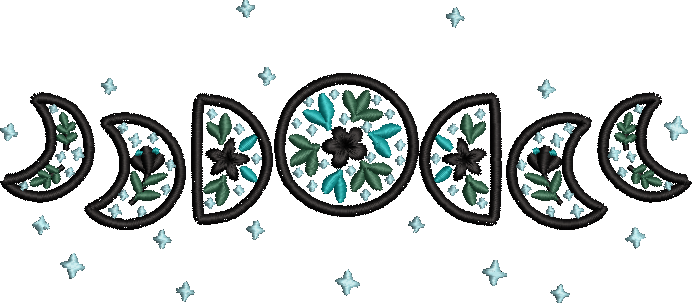 Floral Moon Phases - Embroidered Black Crewneck Sweatshirt