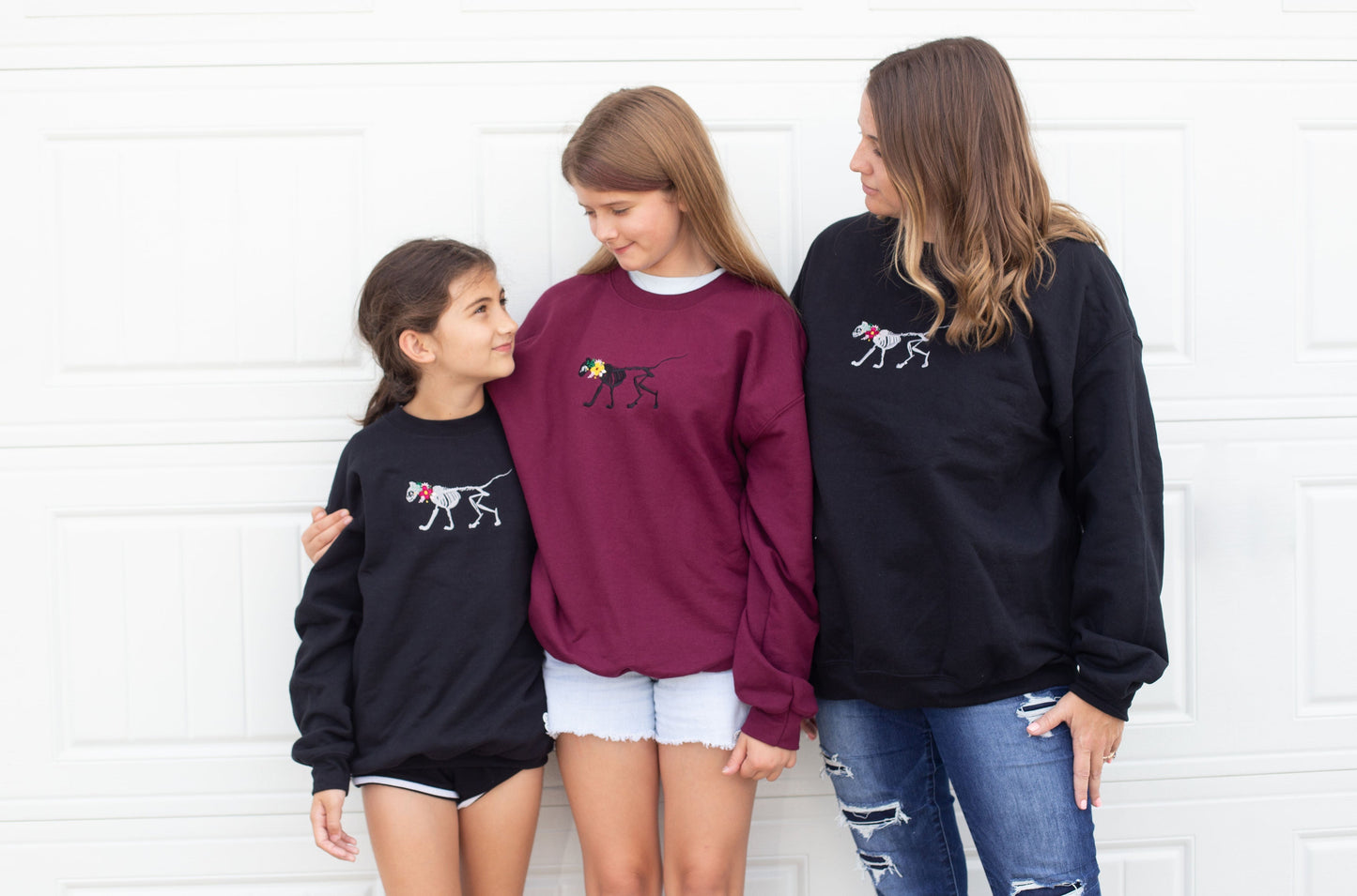 Kids Skelly Cat - Embroidered Crewneck Sweatshirt