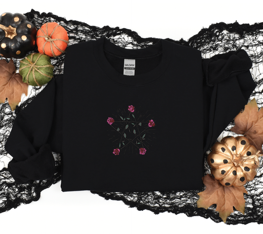 Sacred Roses - Embroidered Crewneck Sweatshirt