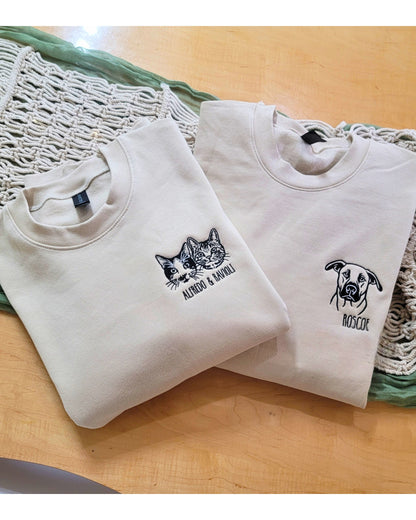 Custom Embroidered Pet Portrait with Name