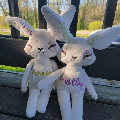 Custom Embroidered Bunny – Handmade Easter Plush