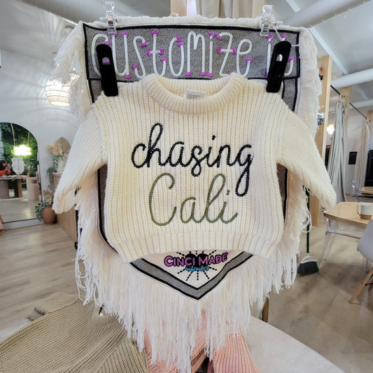 Chain Stitch Personalized Baby Sweater - Reserve your Spot