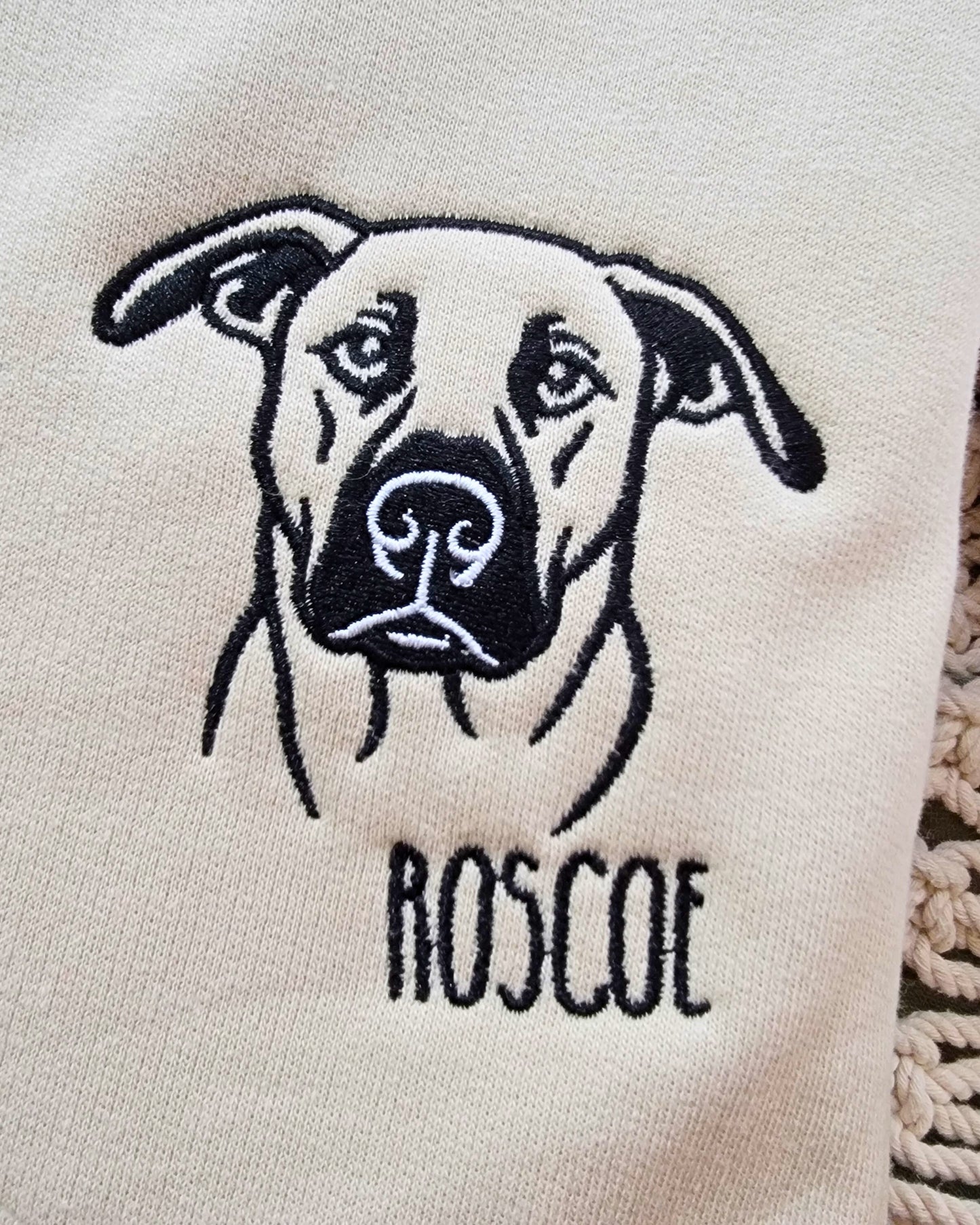 Custom Embroidered Pet Portrait with Name