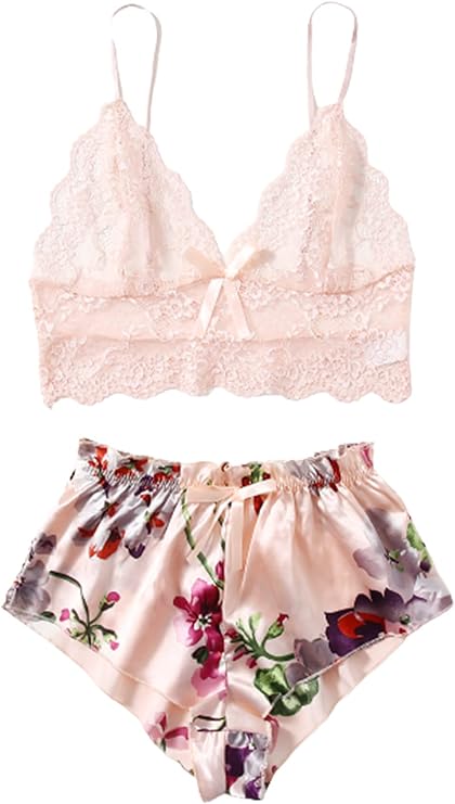 Lace Cami Top with Satin Shorts